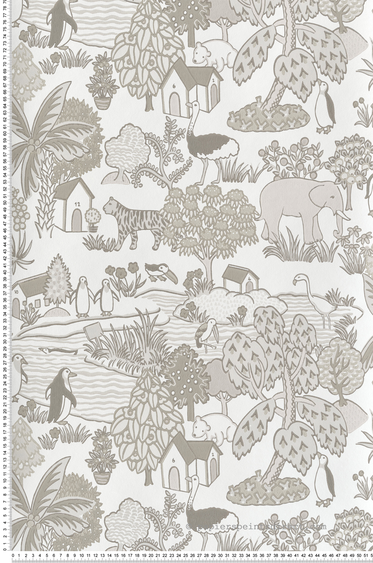 Papier peint Animal Kingdom Portland Stone - Storybook Papers de Little Greene | Réf. 0231ANPORTL