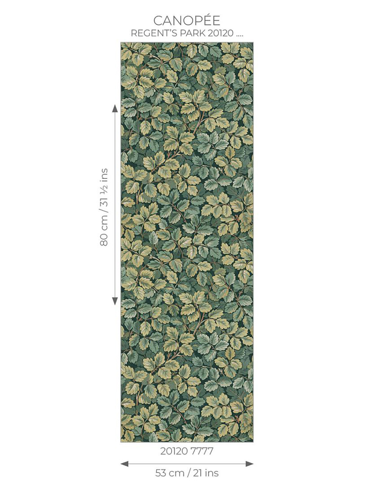 Papier peint Feuille de Chêne Regent's Park vert canopée - Heritage de Casadéco AMBR | Réf. HETA201207777