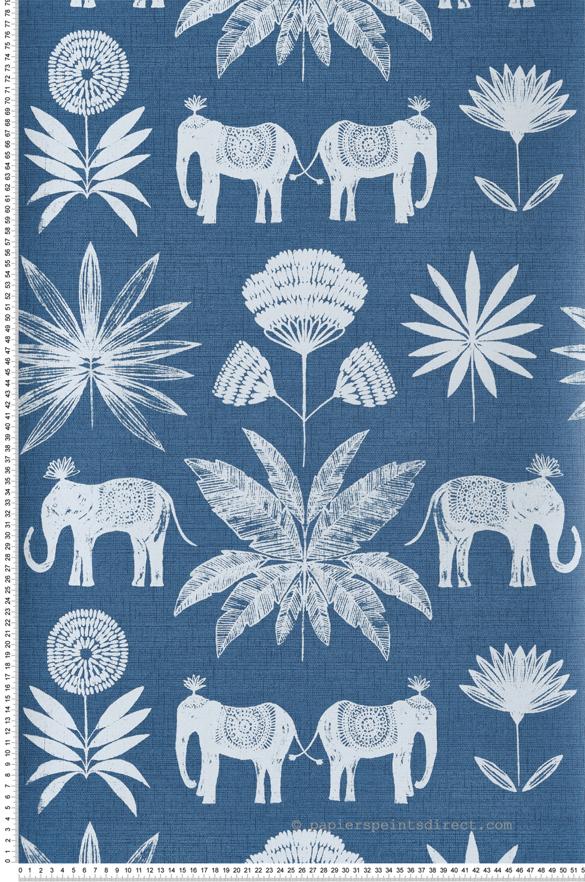 Papier peint Eléphant Indien et Fleur bleu - Happy de Lutèce | Réf. LTC-FD26436