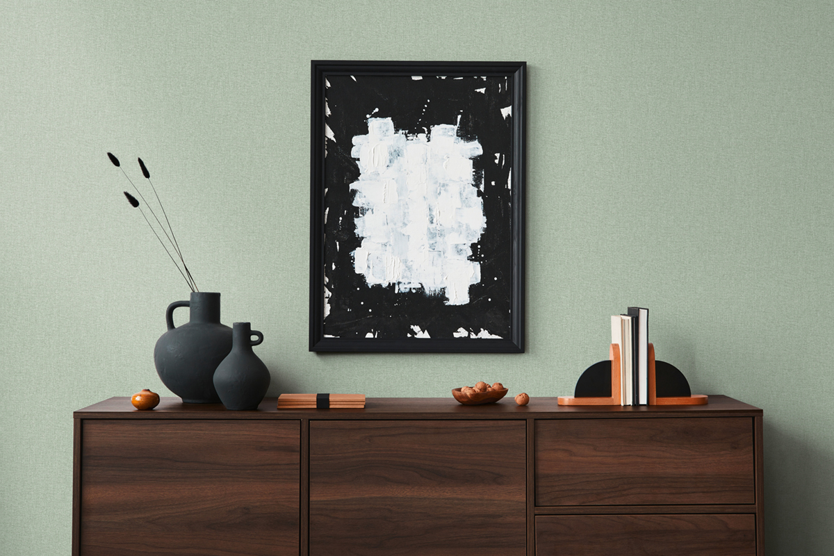 Papier peint Faux Uni Tissu Chiné céladon - Famous Garden d'A.S. Création AMB2 | Réf. AS-393536