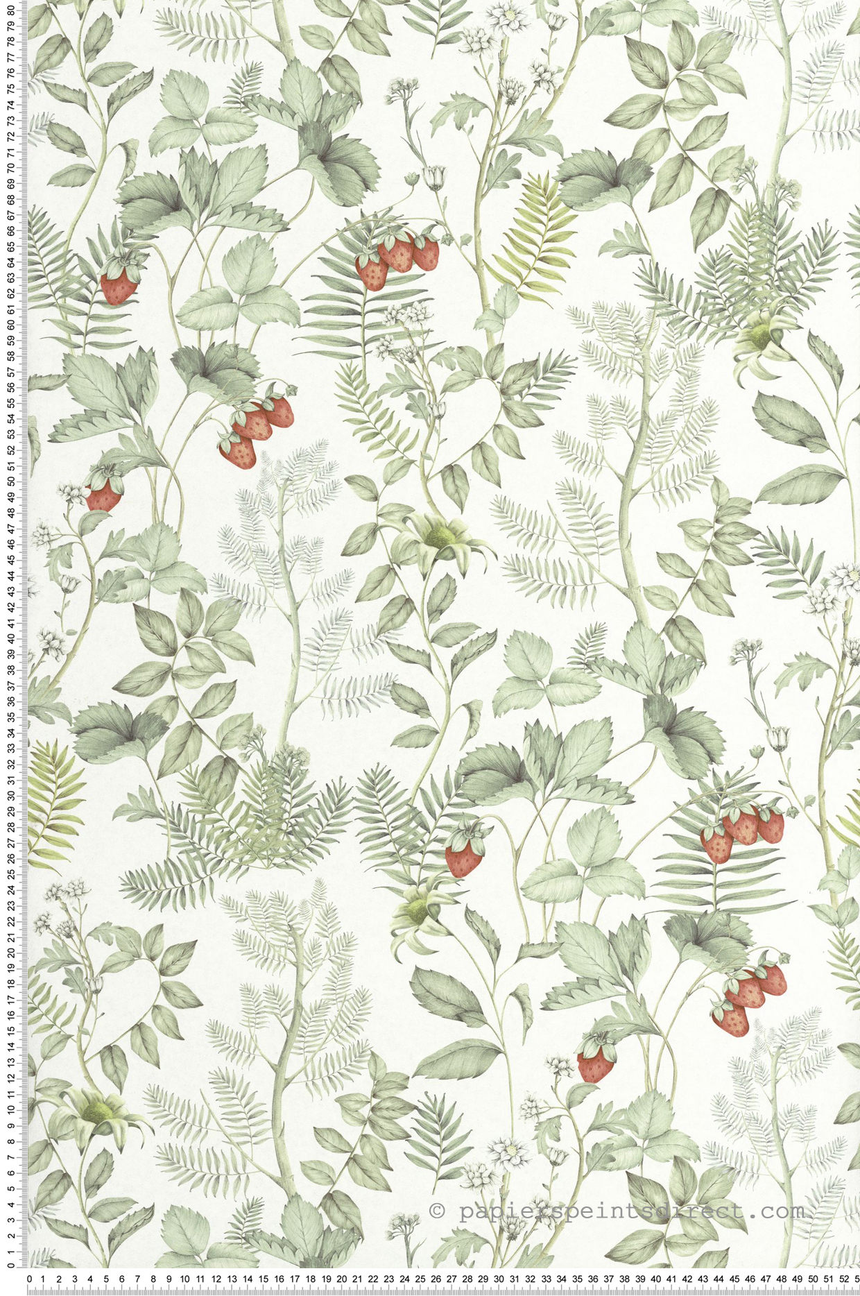 Papier peint Fraisier Strawberry Field écru - Heritage de Casadéco | Réf. HETA201217155