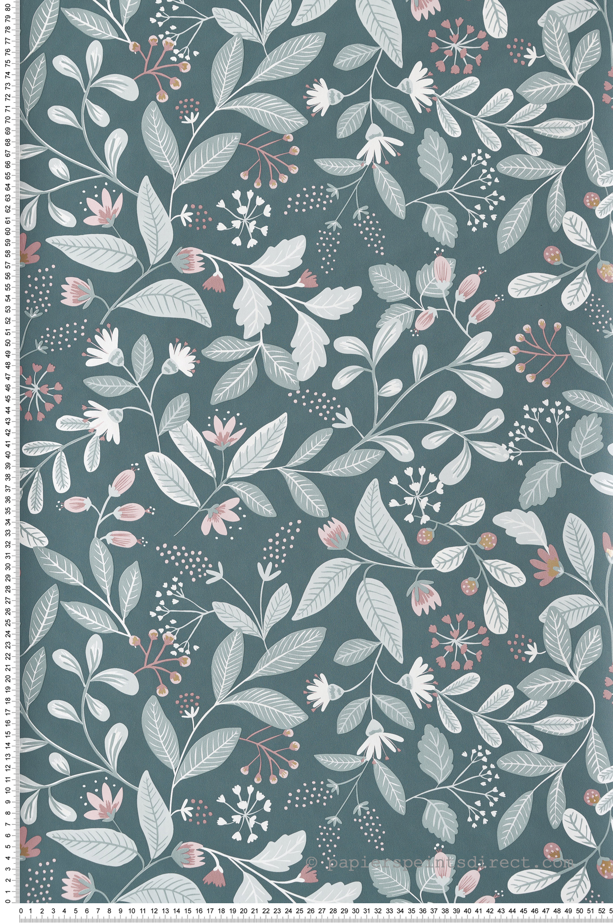 Papier peint Fleuri Chloé vert de gris rose - Essentiel de Casélio | Réf. ETL103087071