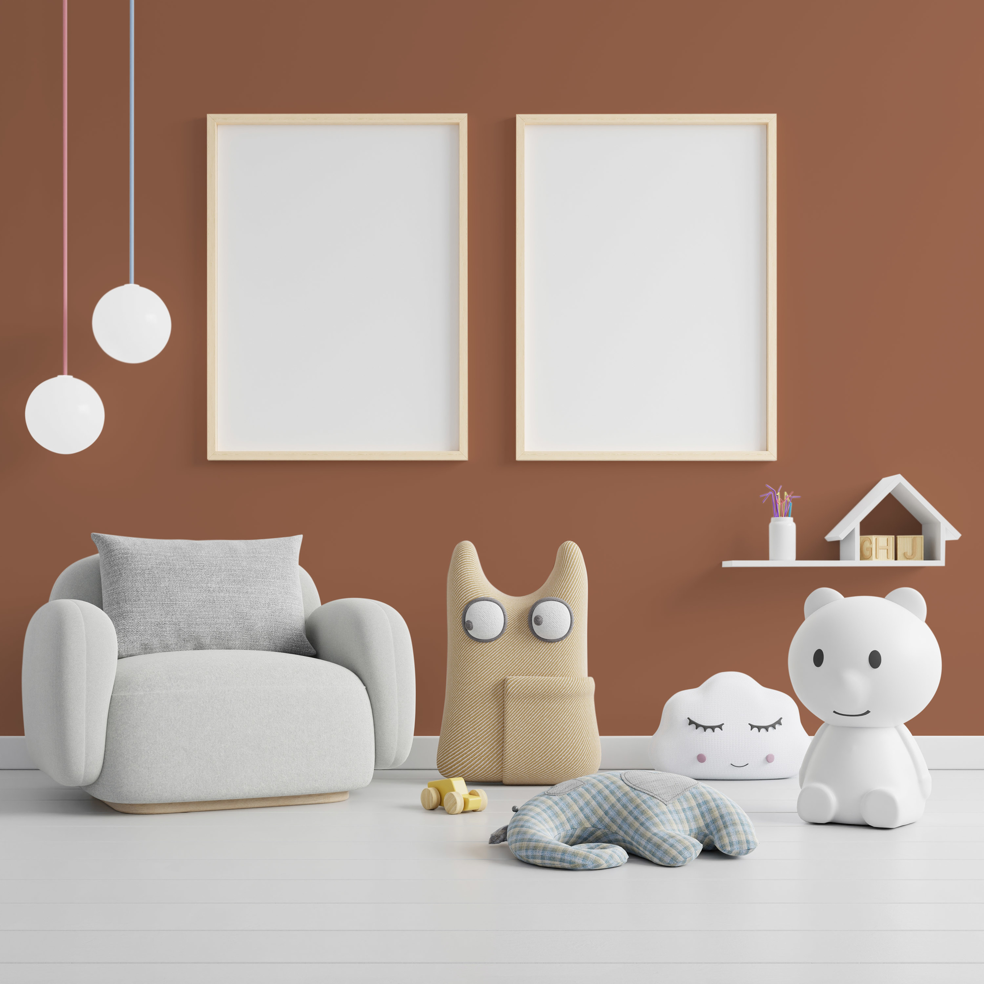 Photo numéro 2 d'une pièce avec un mur peint avec la peinture  Puro rouge dusty orange - c9009