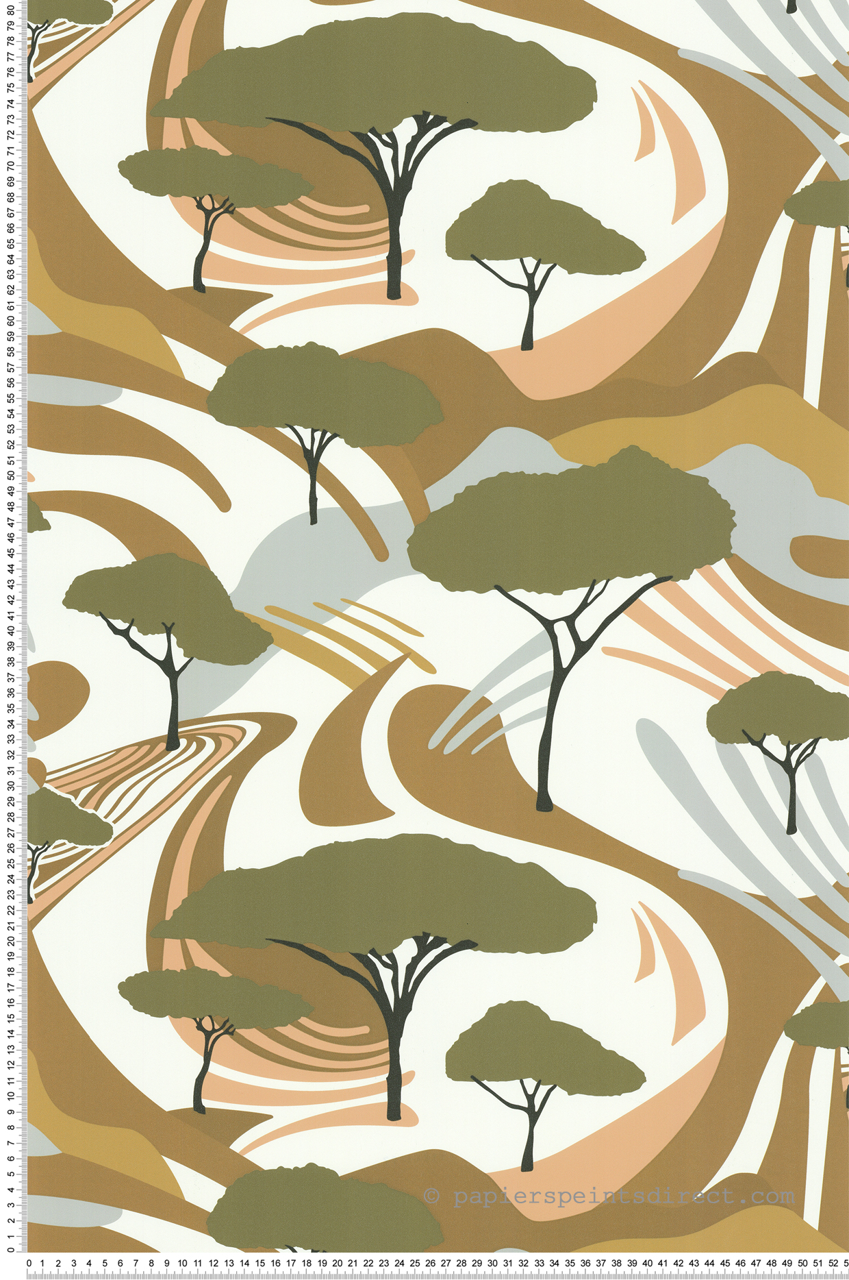 Papier peint Paysage Savana vert kaki - Bensimon 3 de Lutèce | Réf. LTC-51241407