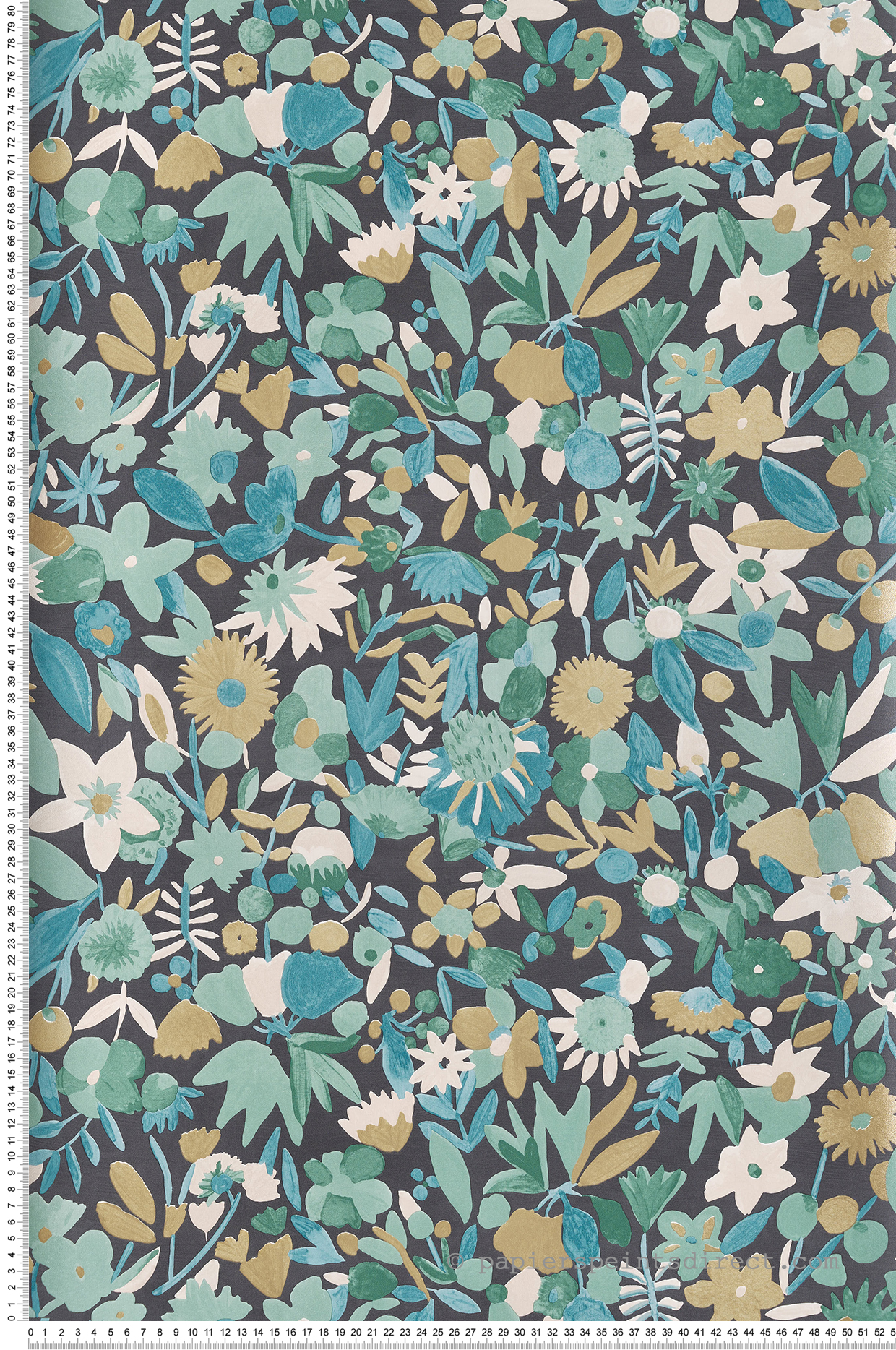 Papier peint Fleur Naiveté noir et doré - Imagination de Casélio | Réf. IMG102197138