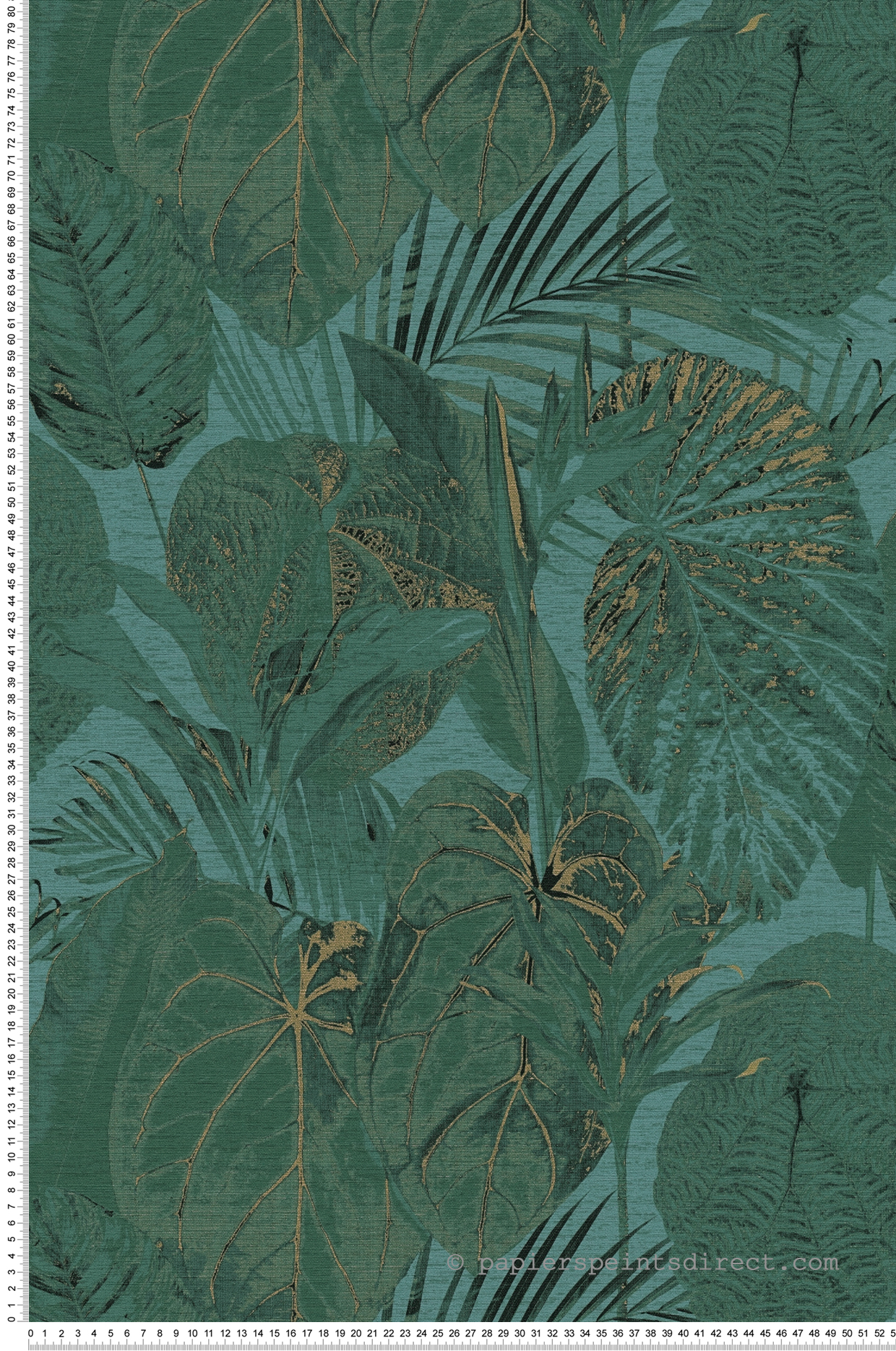 Papier peint Feuilles Palmes Colosia vert paon doré - Famous Garden d'A.S. Création | Réf. AS-393553