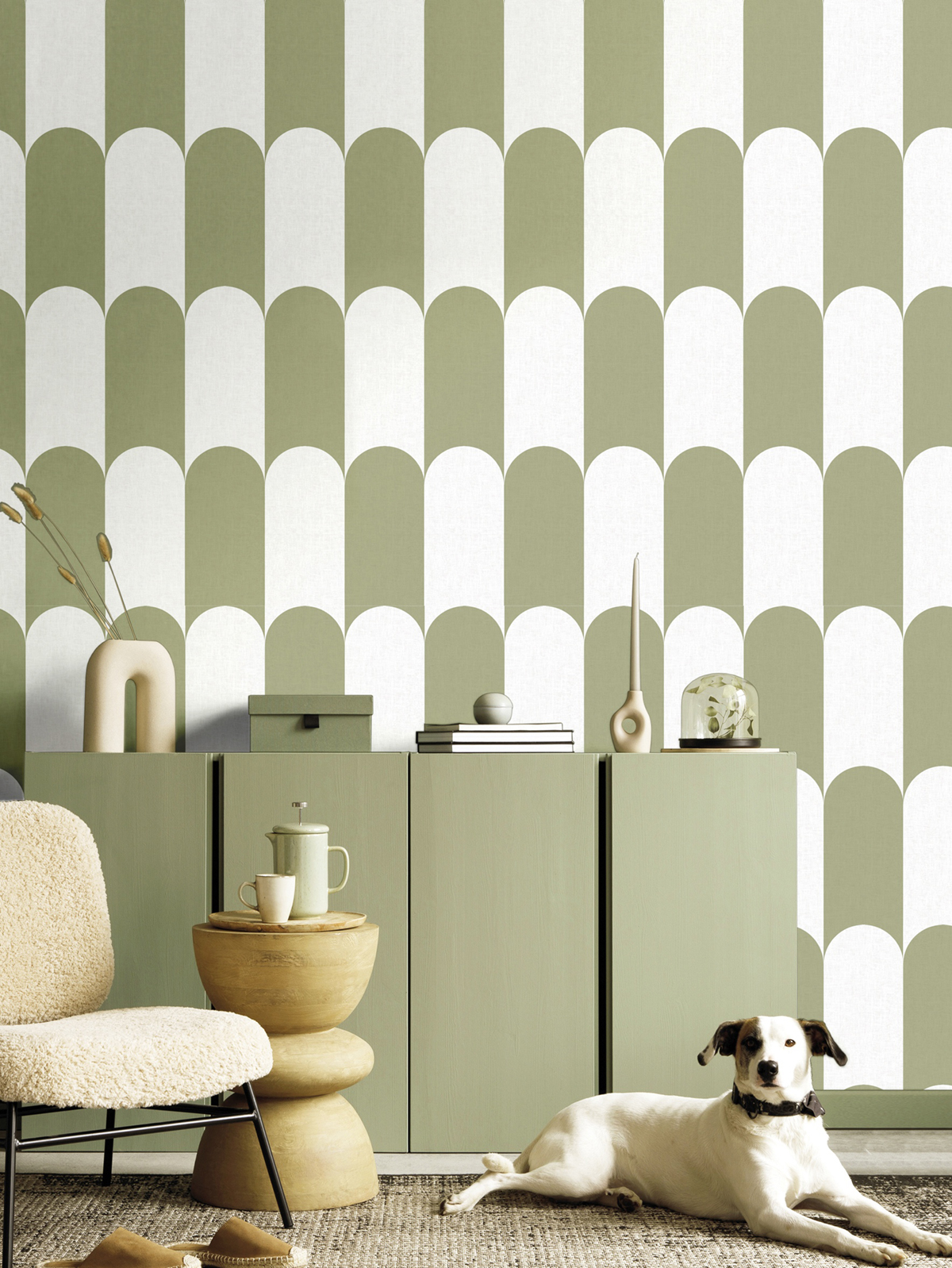 Papier peint Arcade Damier vert - Maison Paradis de Lutèce | Réf. LTC-MP15555