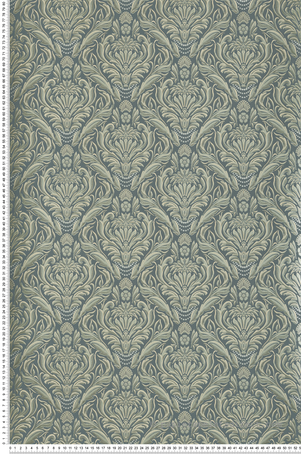 Papier peint Baroque Royal Médaillon vert métallisé - Demeures de Montecolino | Réf. MC-650104