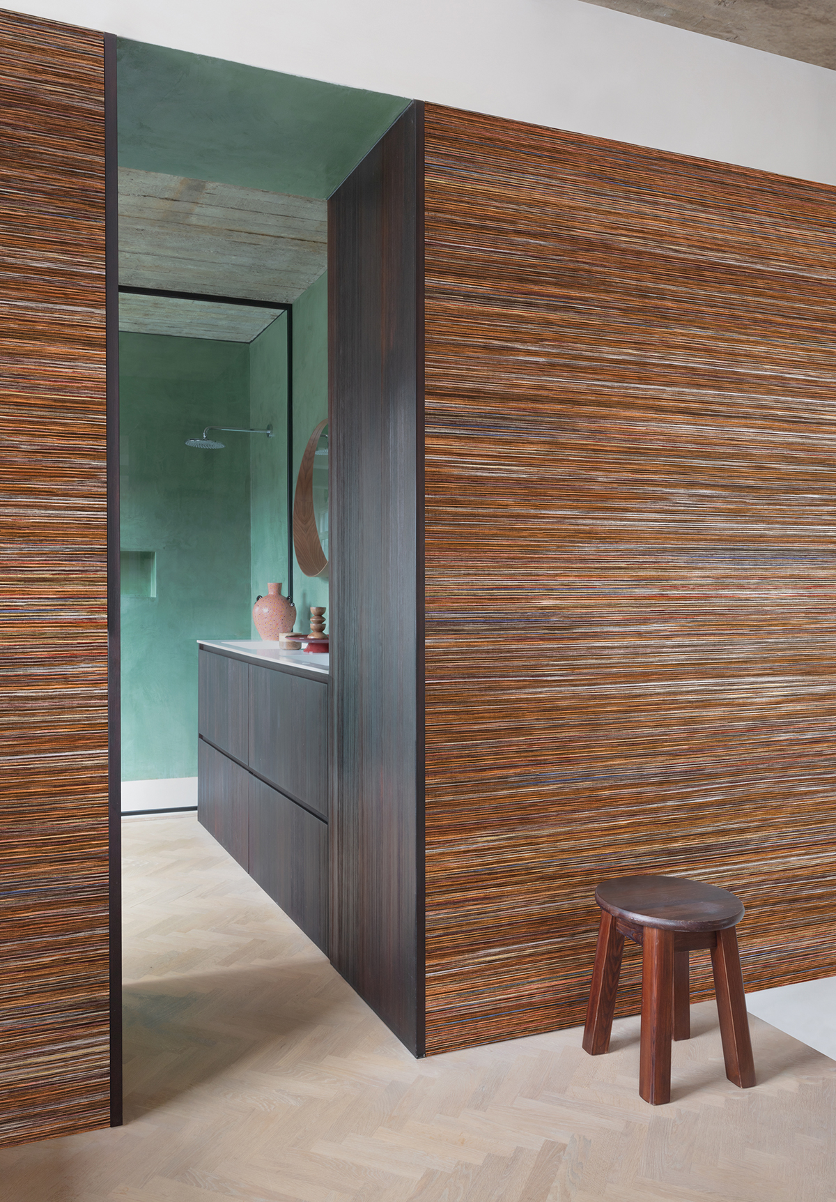 Papier peint panoramique Sisal Pai-Pai orange - A,B et C H260 - Amani de Masureel | Réf. MAS-DGAMA103X-260