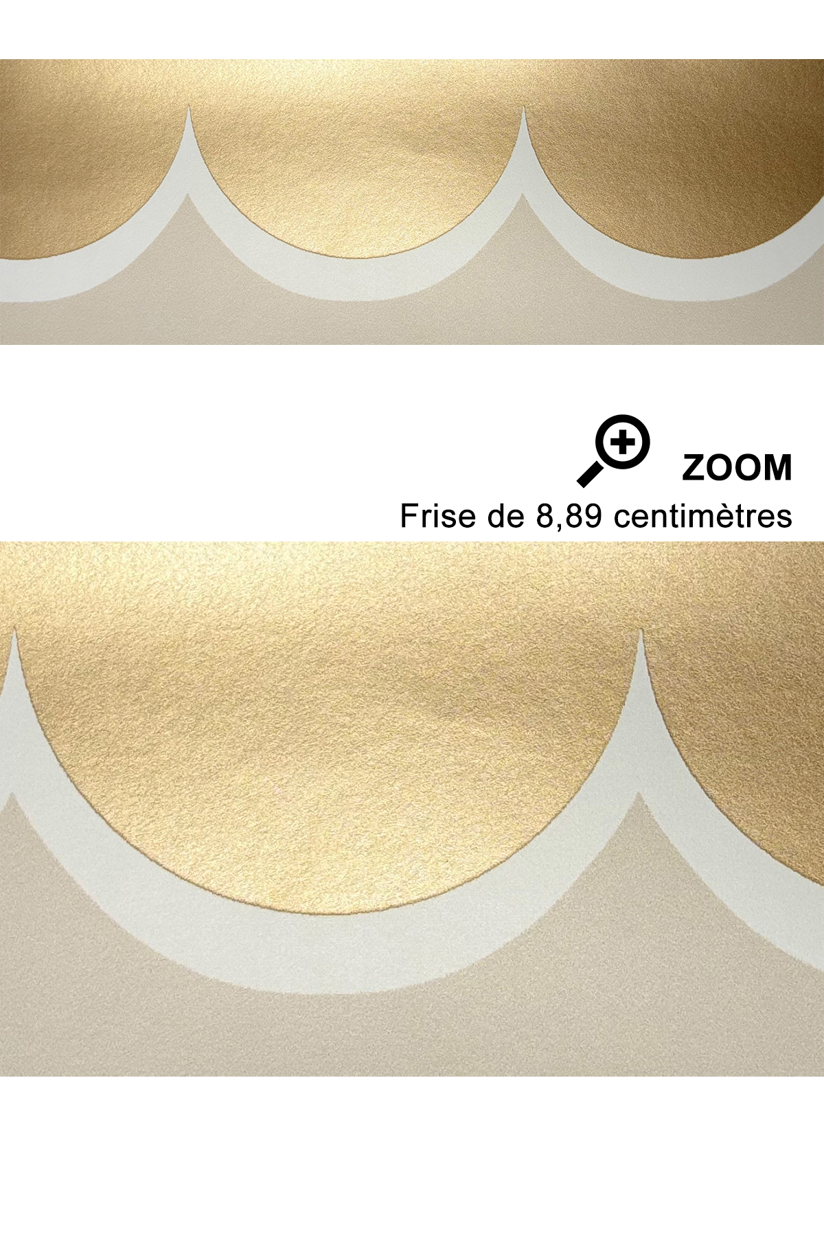 Papier peint Frise Géométrique Scallop beige doré - Rifle Paper Co. 3 de York (Initiales) | Réf. INI-RF7521B