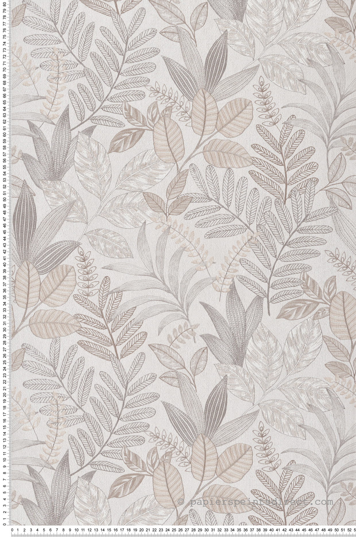 Papier peint Feuillage Brodé marron lin - Allure de Lutèce | Réf. LTC-AL26290