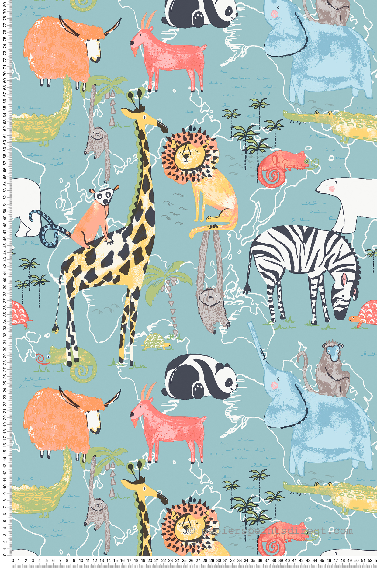 Papier peint Animaux Safari bleu - Imagine de Lutèce | Réf. LTC-DL27541