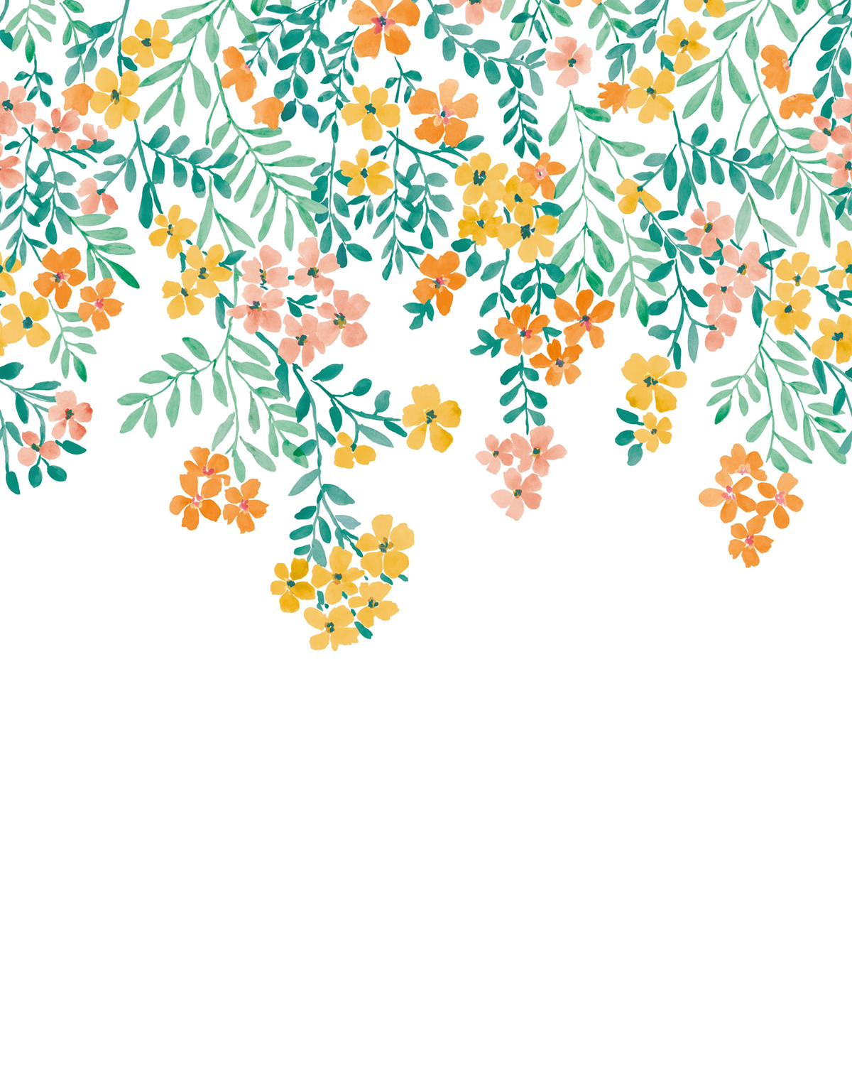 Papier peint panoramique Cascade Fleurs Flowerfalls orange S 200X250 - Pimp My Wall de Casélio | Réf. PMW104632305