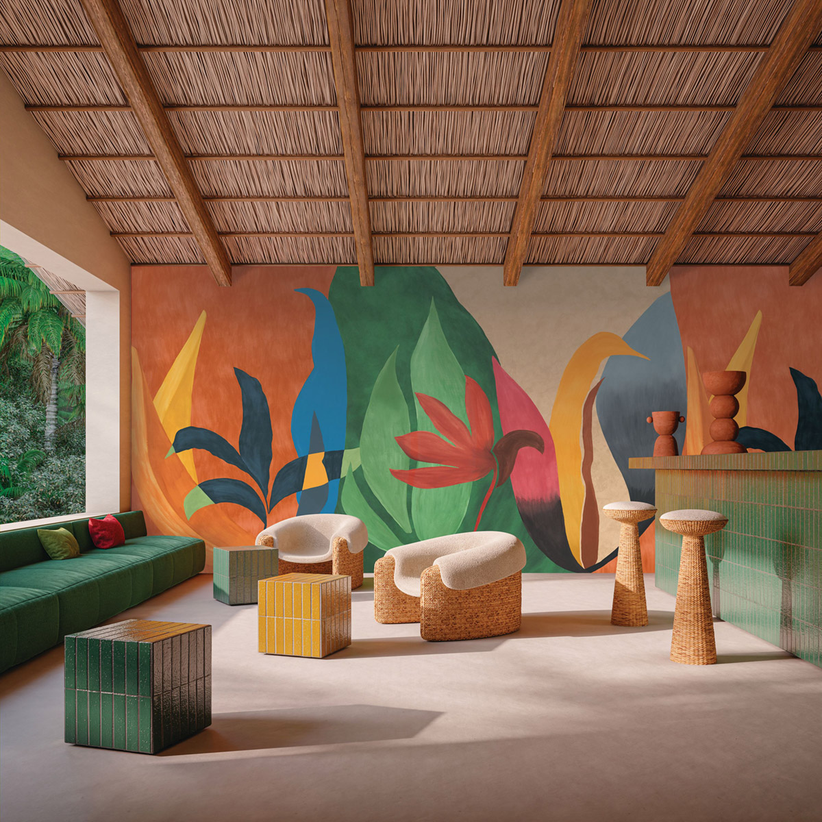 Papier peint Panoramique Nature Grandiose Nahua multicouleurs - Casa Azul de Casamance | Réf. CAS-76343670