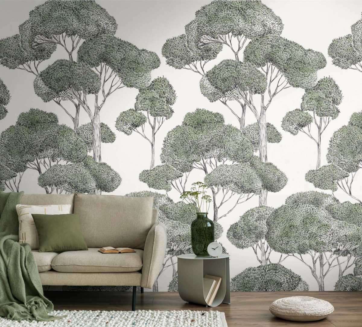 Papier peint panoramique Forêt Dessinée vert - Vibes & Styles d'A.S. Création AMB2| Réf. AS-792166