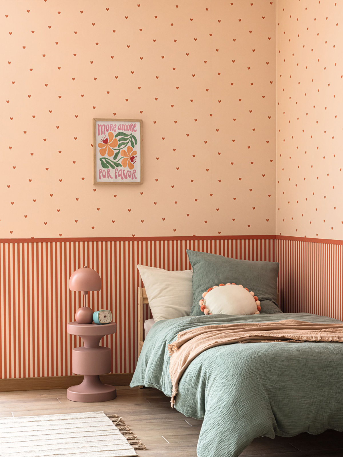 Papier peint Scandinave Sweet Hearts rouge rose - Happy Kids Club de Casélio AMB2 | Réf. HKC107604850