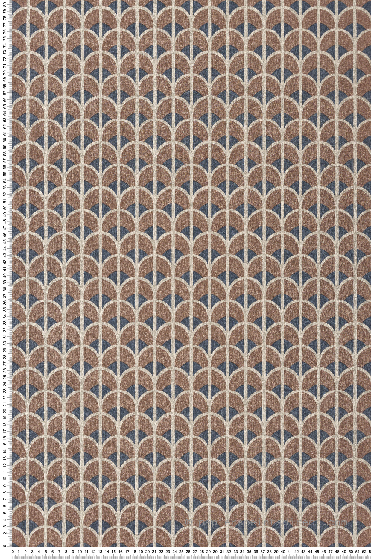 Papier peint Géométrique Art Déco marron bleu - Scala de Montecolino | Réf. MC-28869