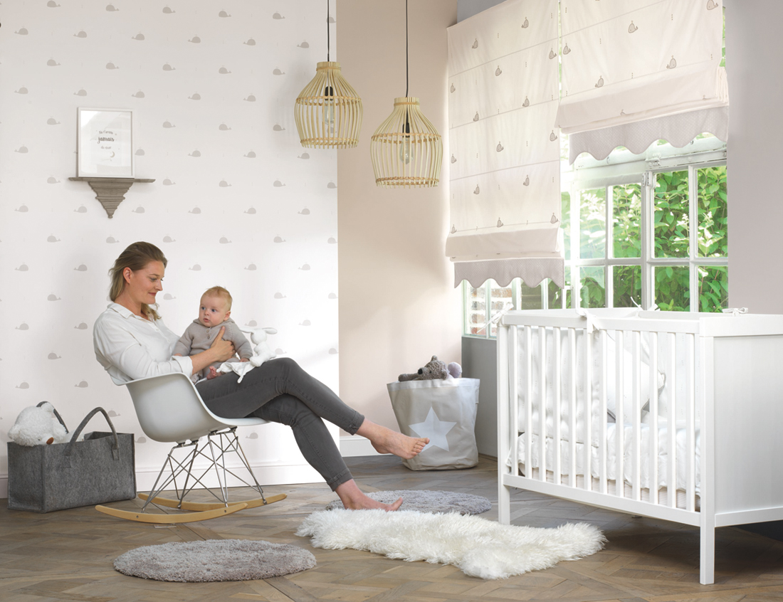 Papier peint enfant Baleine beige/gris - Happy Dreams de Casadéco | Réf. HPDM82791121