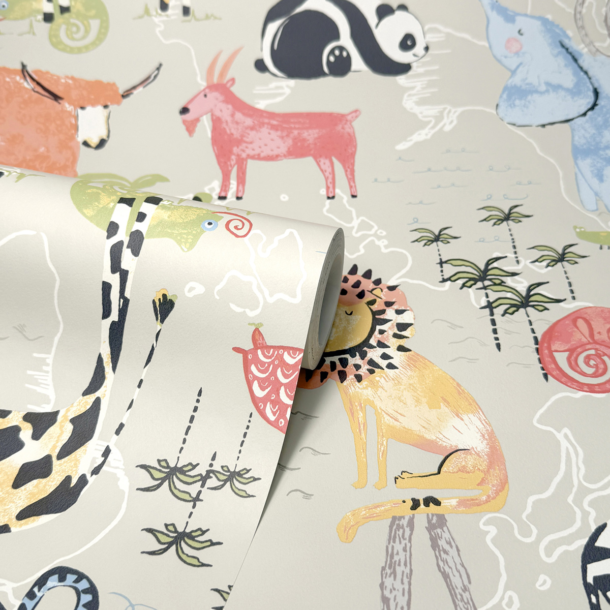 Papier peint Animaux Safari grège - Imagine de Lutèce ROLL | Réf. LTC-DL27540
