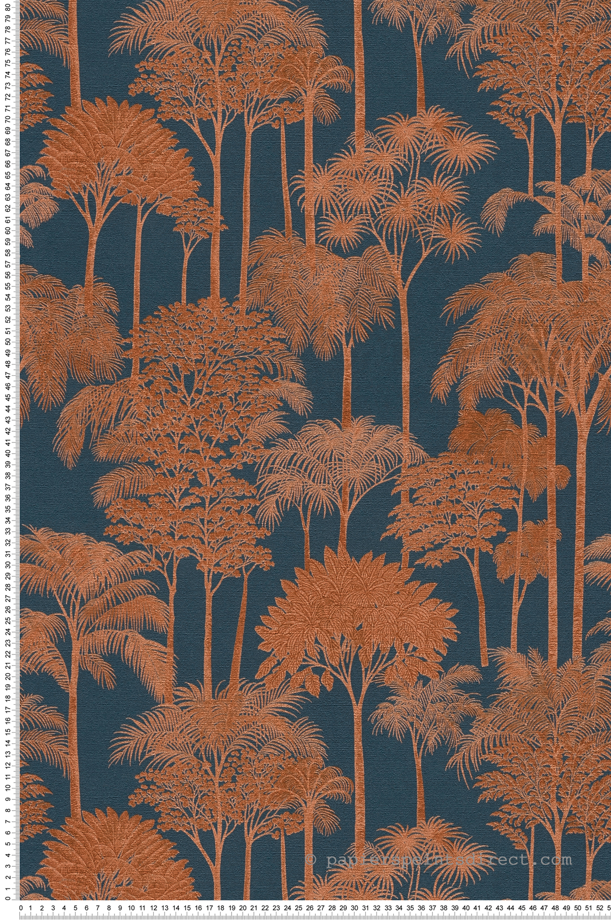 Papier peint Palmeraie Arbre Jungle cuivré bleu - Cuba 2 d'A.S. Création | Réf. AS-791624