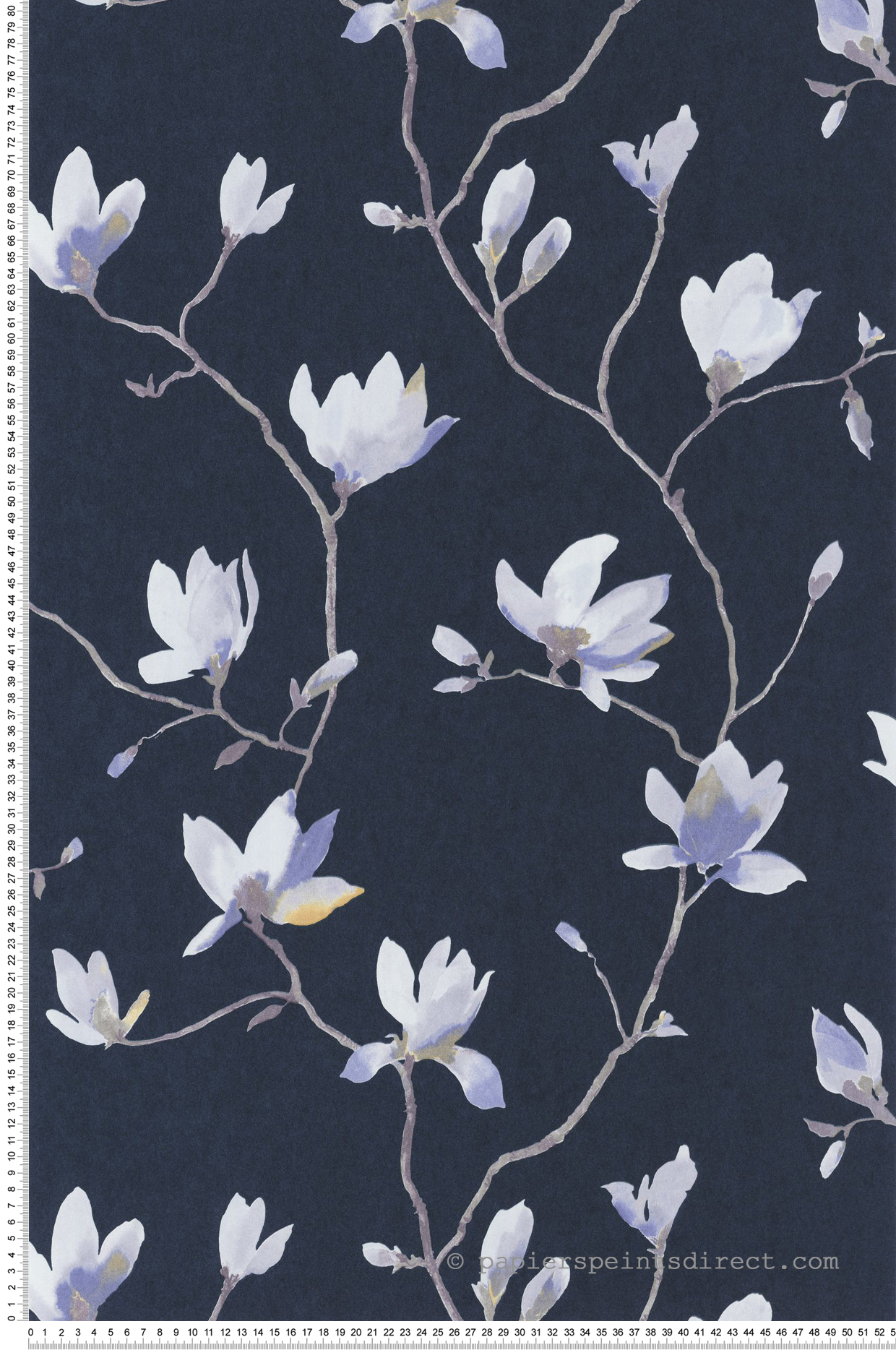 Papier peint Fleurs Suzhou bleu nuit - Gardens de Casadéco | Réf. GADN82366511