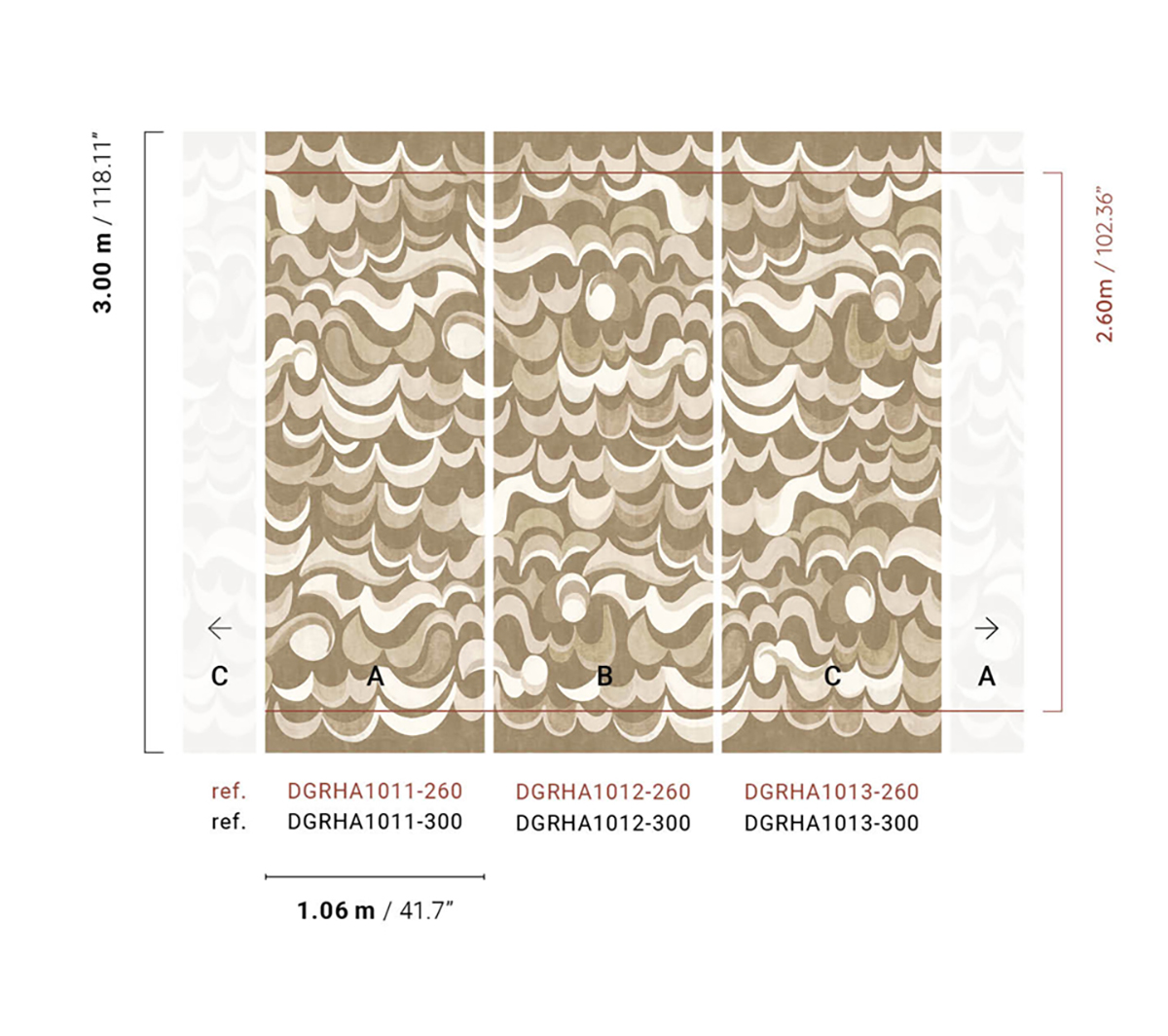Papier peint panoramique Rétro Abstrait Cheviot beige - A H260 - Rhapsody de Masureel AMBR | Réf. MAS-DGRHA1011-260
