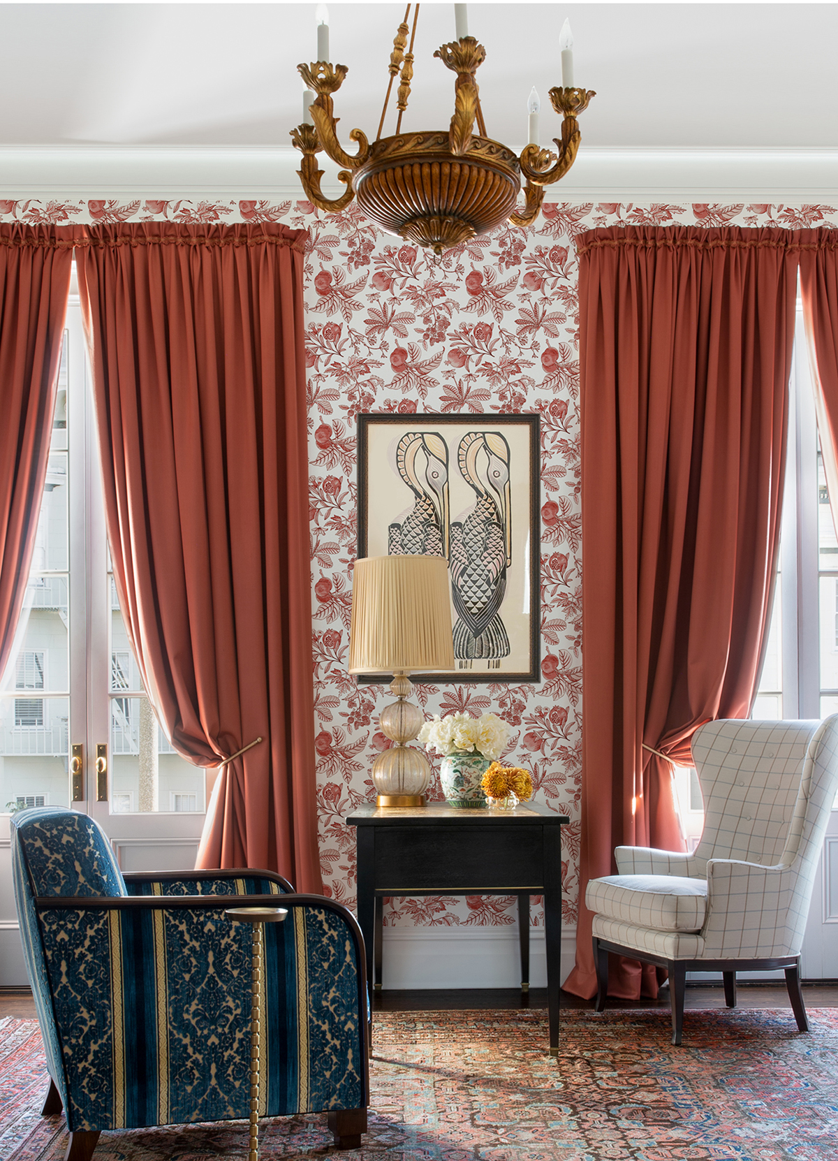 Papier peint Pomme Grenade Cecilia rouge - Delicatesse de Lutèce | Réf. LTC-FD26812