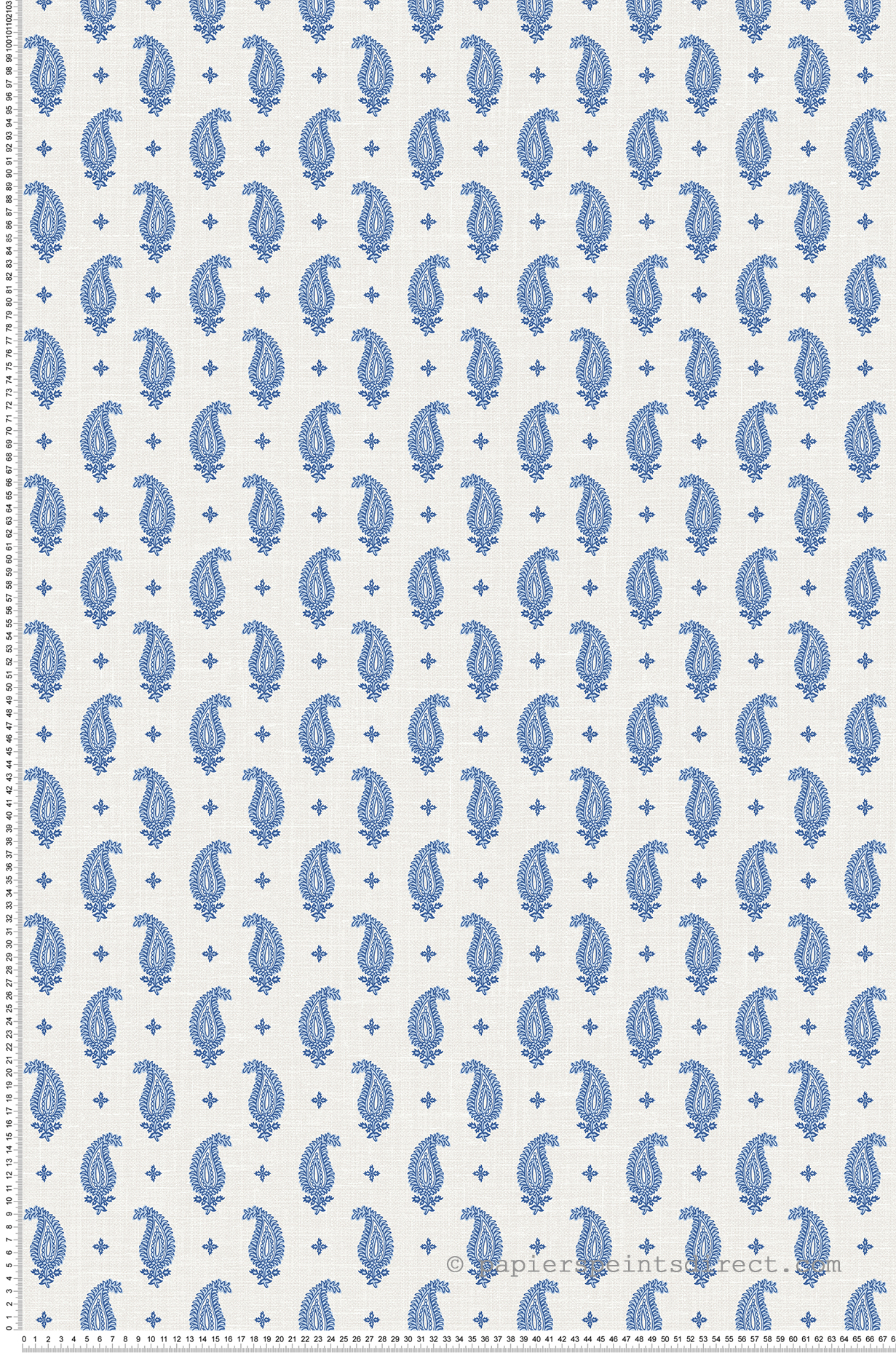 Papier peint Plumetis Cachemire Maia bleu écru - French Country d'Initiales | Réf. INI-FC62412