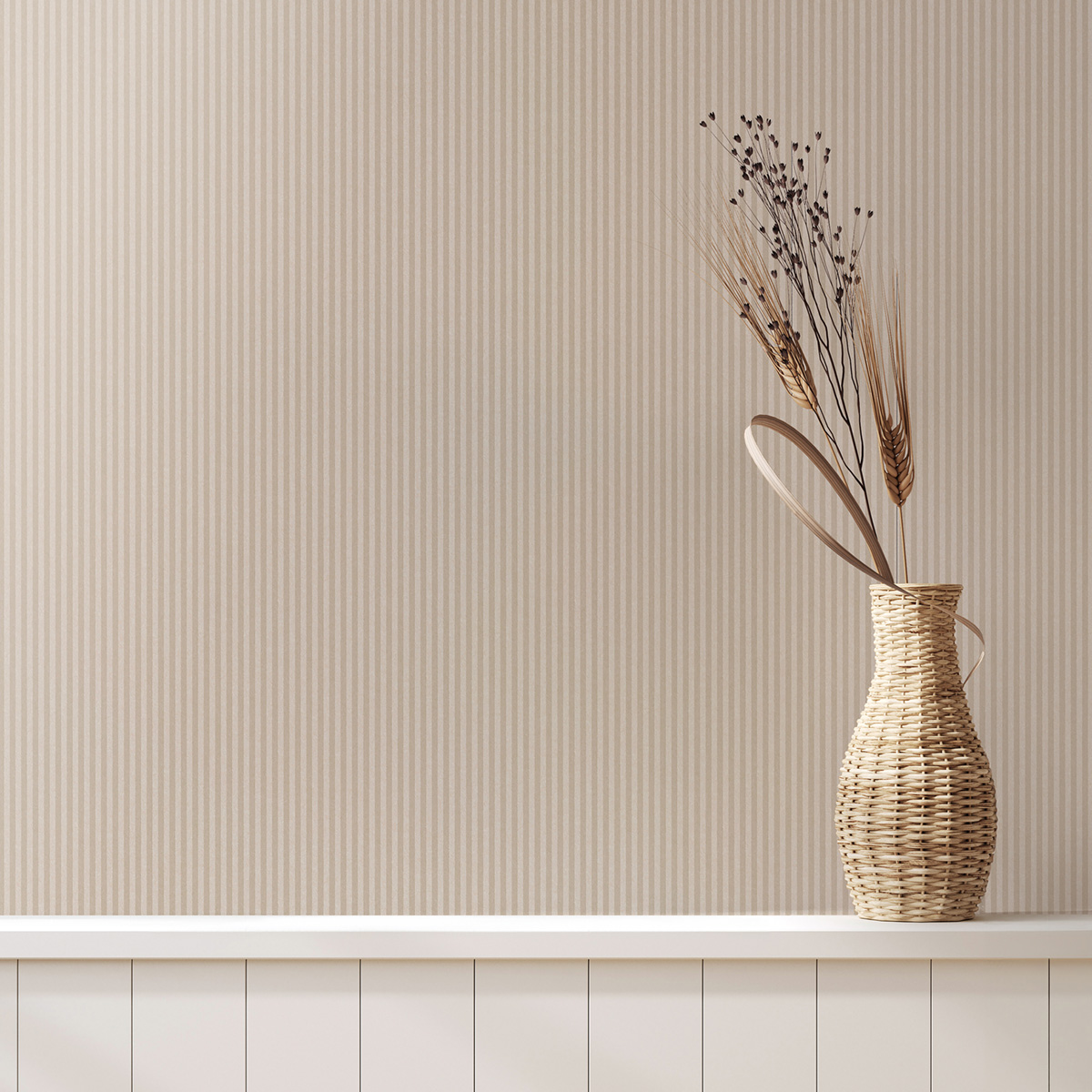 Papier peint Rayure Ticking Stripe beige - Beaux Arts de Lutèce | Réf. LTC-M1848