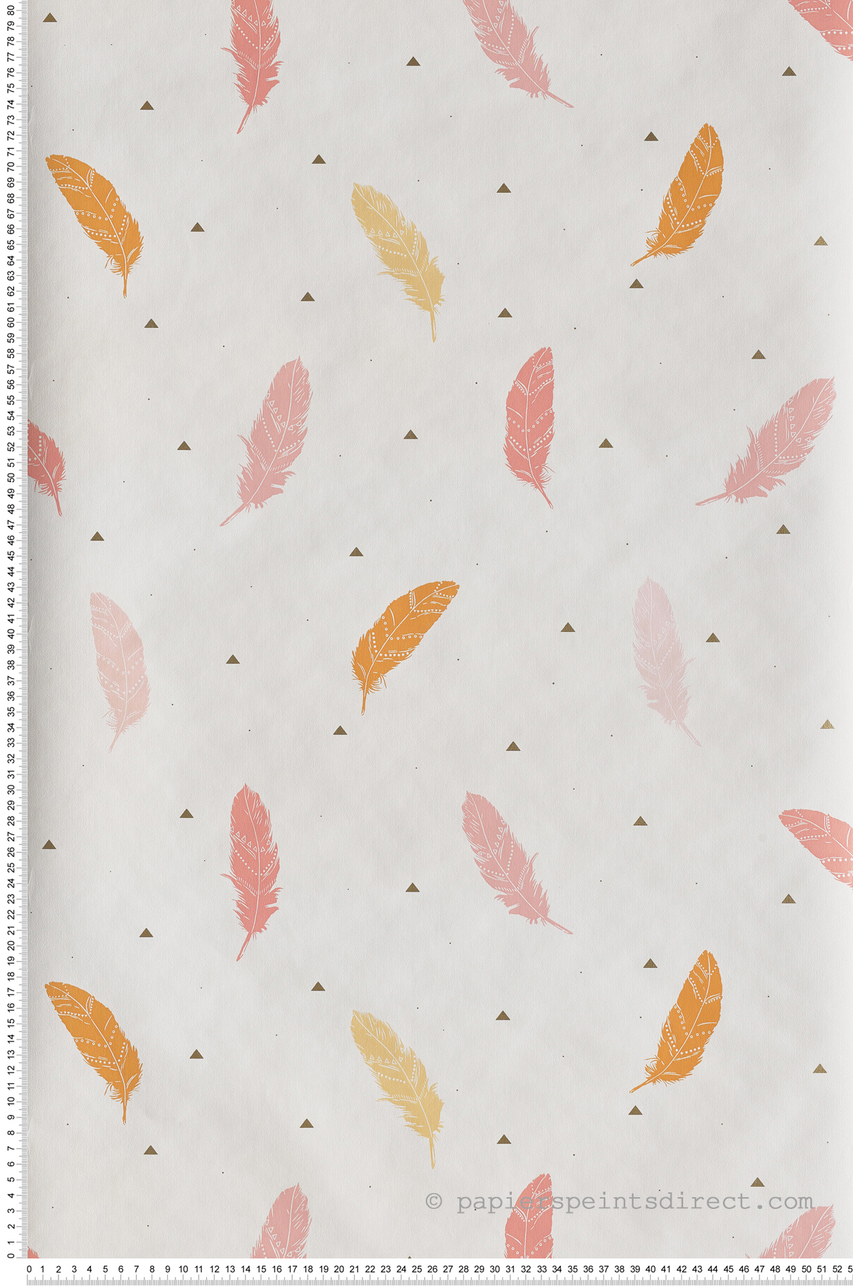 Papier peint enfant Boho Plumes rose/orange - Girl Power de Casélio | Réf. GPR100774232