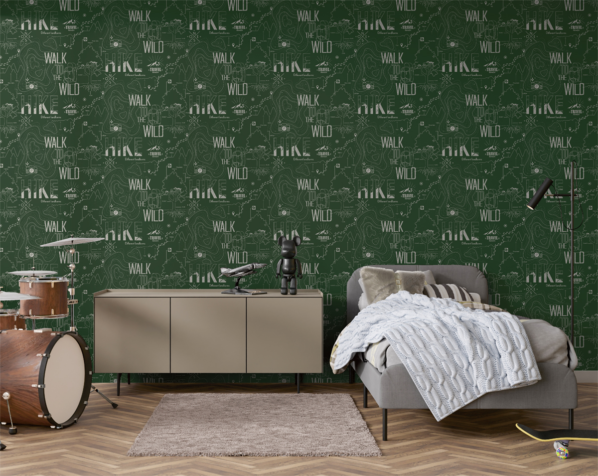 Papier peint Plan Walk To The Wild vert anglais - Les Aventures de Lutèce | Réf. LTC-36240204
