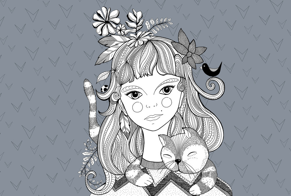 Papier peint panoramique Chat Catgirl 1 - Référence DD120077 - Intissé 200g/m2 - Standard 400 x 270