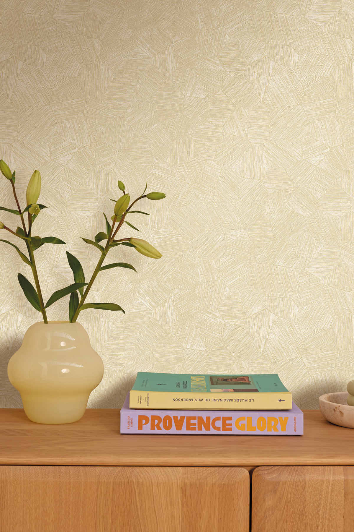 Papier peint Fragments Reliefs ivoire nacré - Symphony de Casélio | Réf. SYM107010150