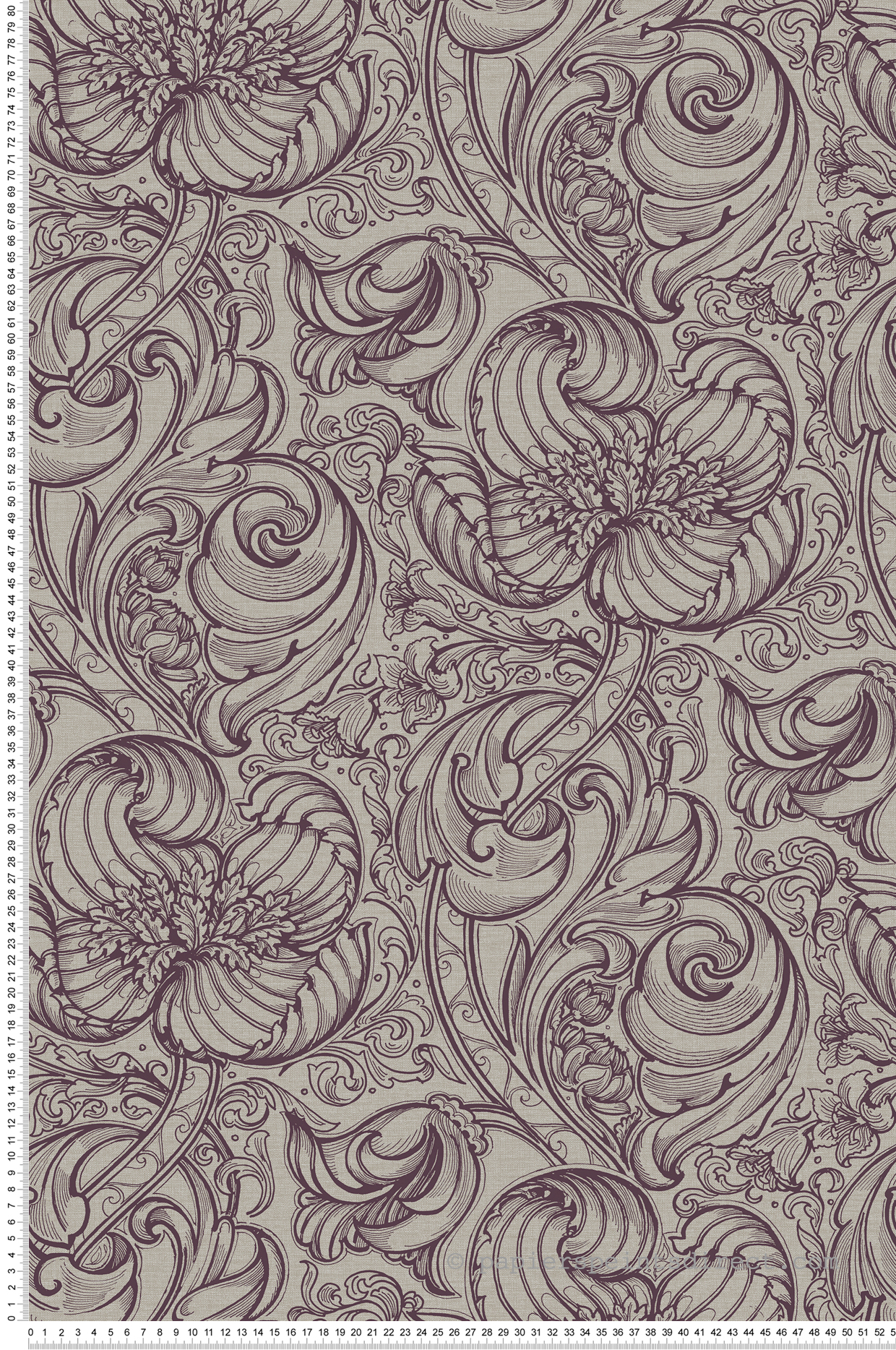 Papier peint Entrelacs Tulipe Lys prune - The Wall Llewelyn-Bowen de Lutèce | Réf. LTC-LB25115