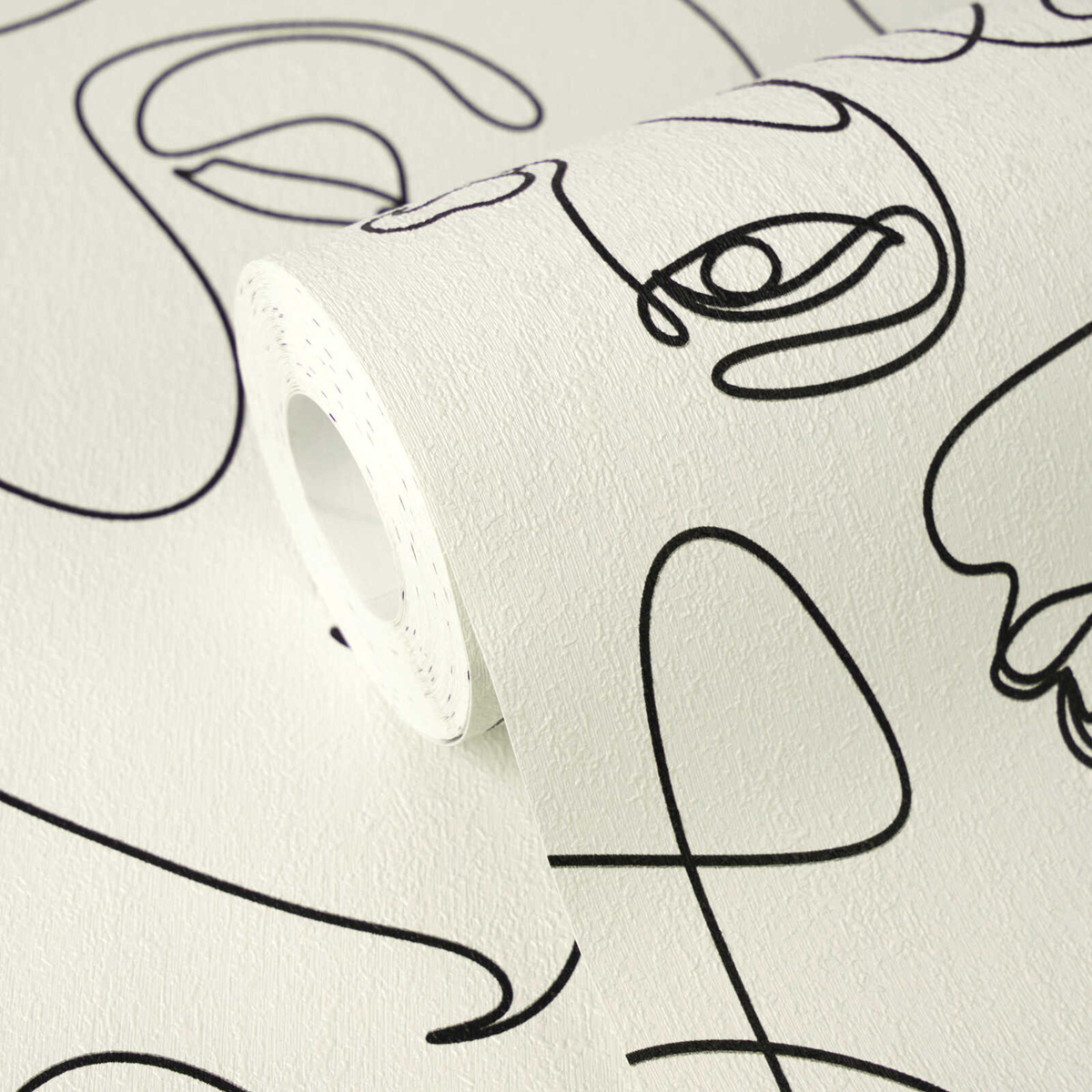 Papier peint Visages One Line Art noir blanc - Pintwalls 3 d'A.S. Création ZOOM | Réf. AS-791721