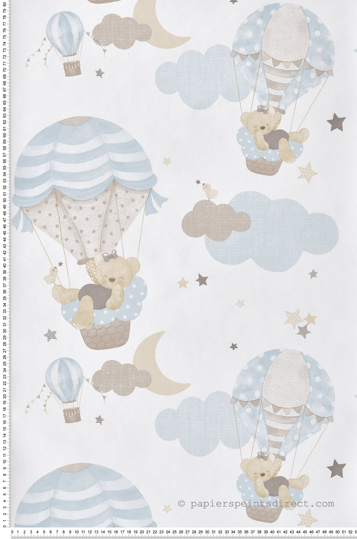 Papier peint Ourson Montgolfière bleu ciel - Babyland 2 de Lutèce | Réf. LTC-14816