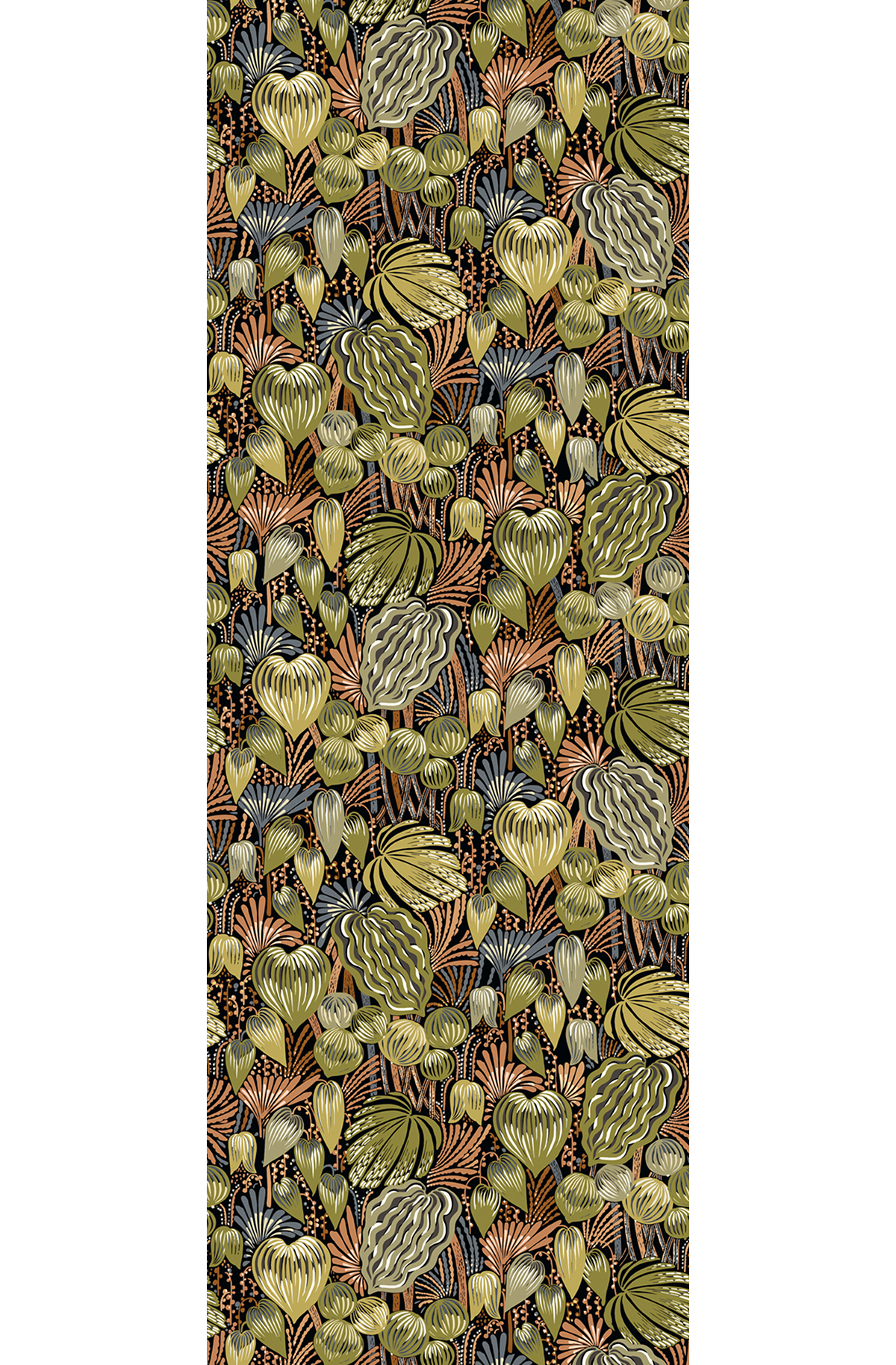 Papier peint panoramique Jungle Exotique Pomona vert olive - A H260 - Mysa de Masureel | Réf. MAS-DGYSA1041-260