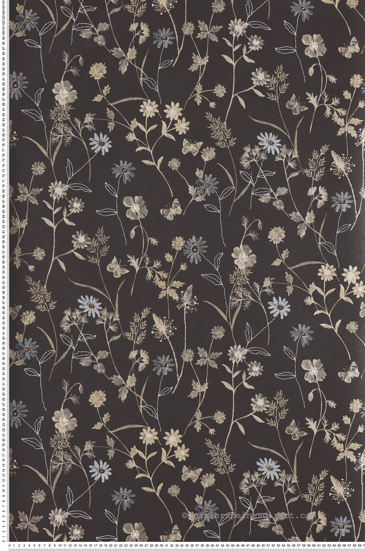 Papier peint Fleurs Elysium noir irisé - Amazone de Masureel | Réf. MAS-ZON105