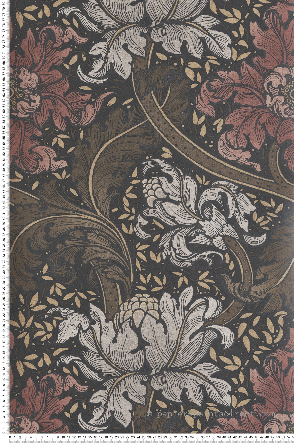 Papier peint Fleur Renaissance Baroque marron cuivre - The Wall Llewelyn-Bowen de Lutèce | Réf. LTC-LB25140