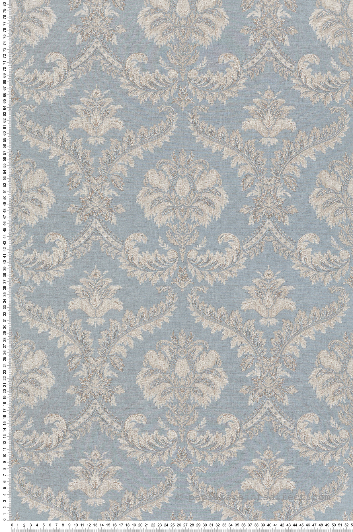 Papier peint Médaillon Baroque bleu céleste doré - Venise de Montecolino | Réf. MC-23606