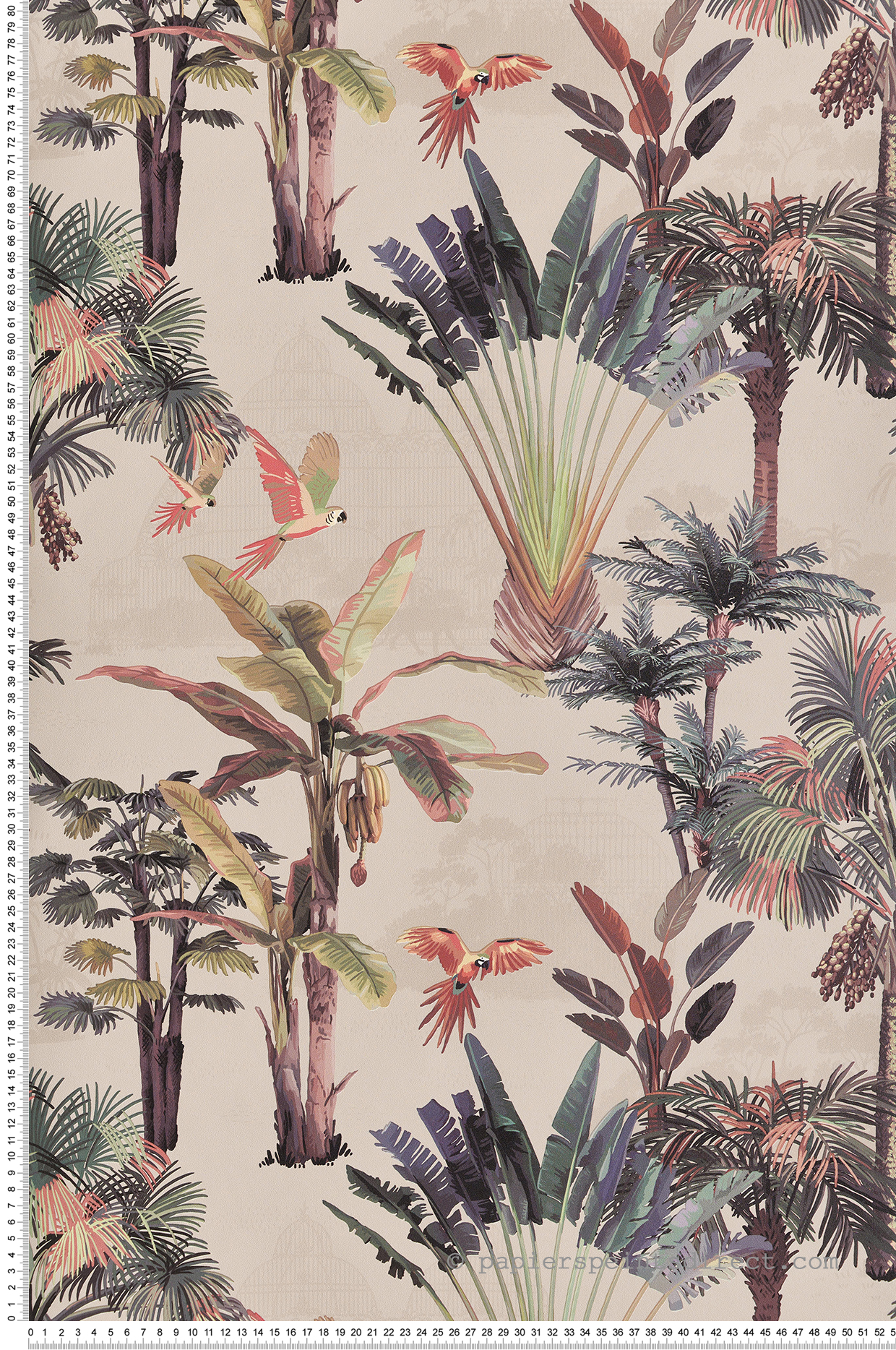 Papier peint Palme et Oiseau noisette - Jardin d'Eden de Lutèce | Réf. LTC-51203307