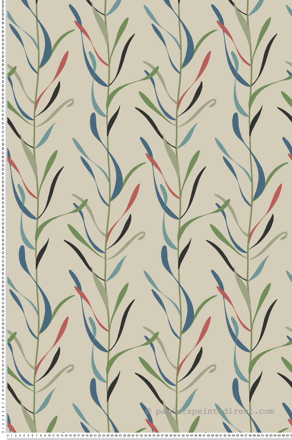 Papier peint Rayure Vigne de Chloé multicolore beige - Greenhouse de York (Initiales) | Réf. INI-GO8326