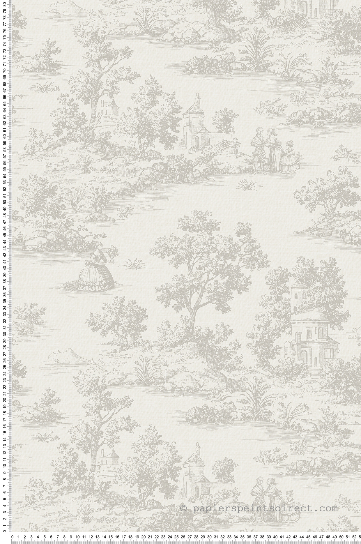 Papier peint Toile de Jouy Paysage gris clair - Aristide de Lutèce | Réf. LTC-3858-2