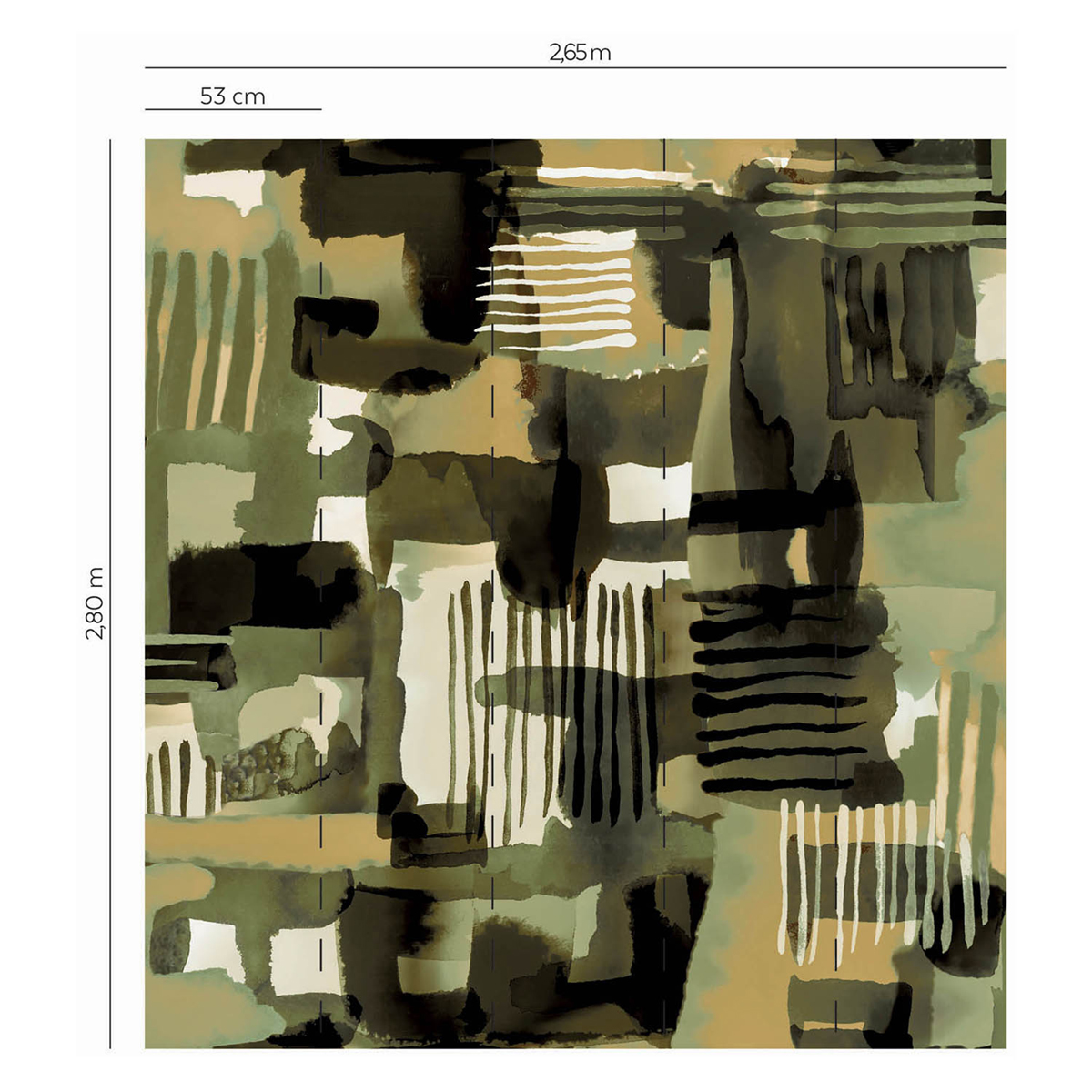 Papier peint panoramique Graphique Aquarelle kaki - Bensimon 3 de Lutèce REGLE | Réf. LTC-51233804