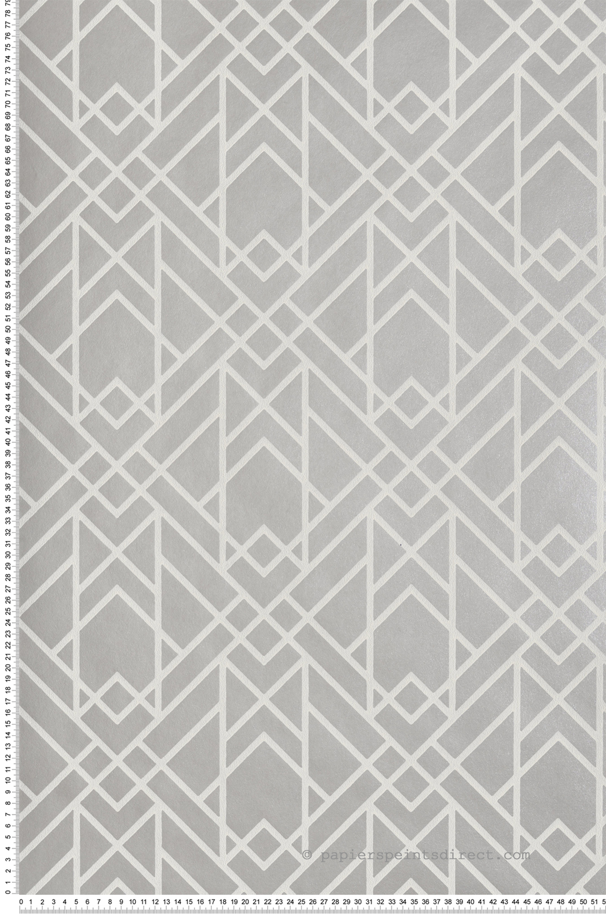 Papier peint Géométrique Art Déco argenté - Elodie 1838 Wallcoverings d'Initiales | Réf. INI-90714005