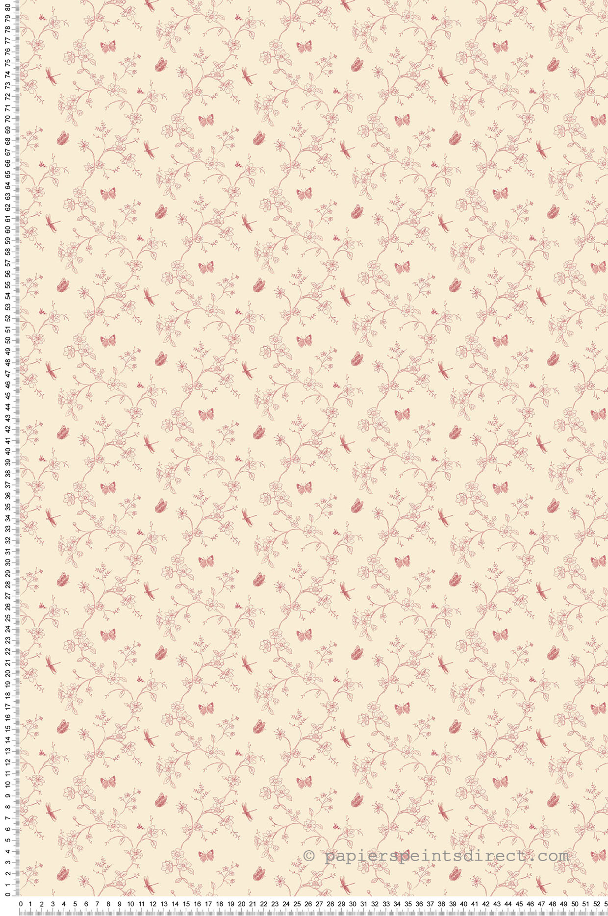 Papier peint Fleur et papillon rouge - Miniatures de Lutèce | Réf. LTC-G67852