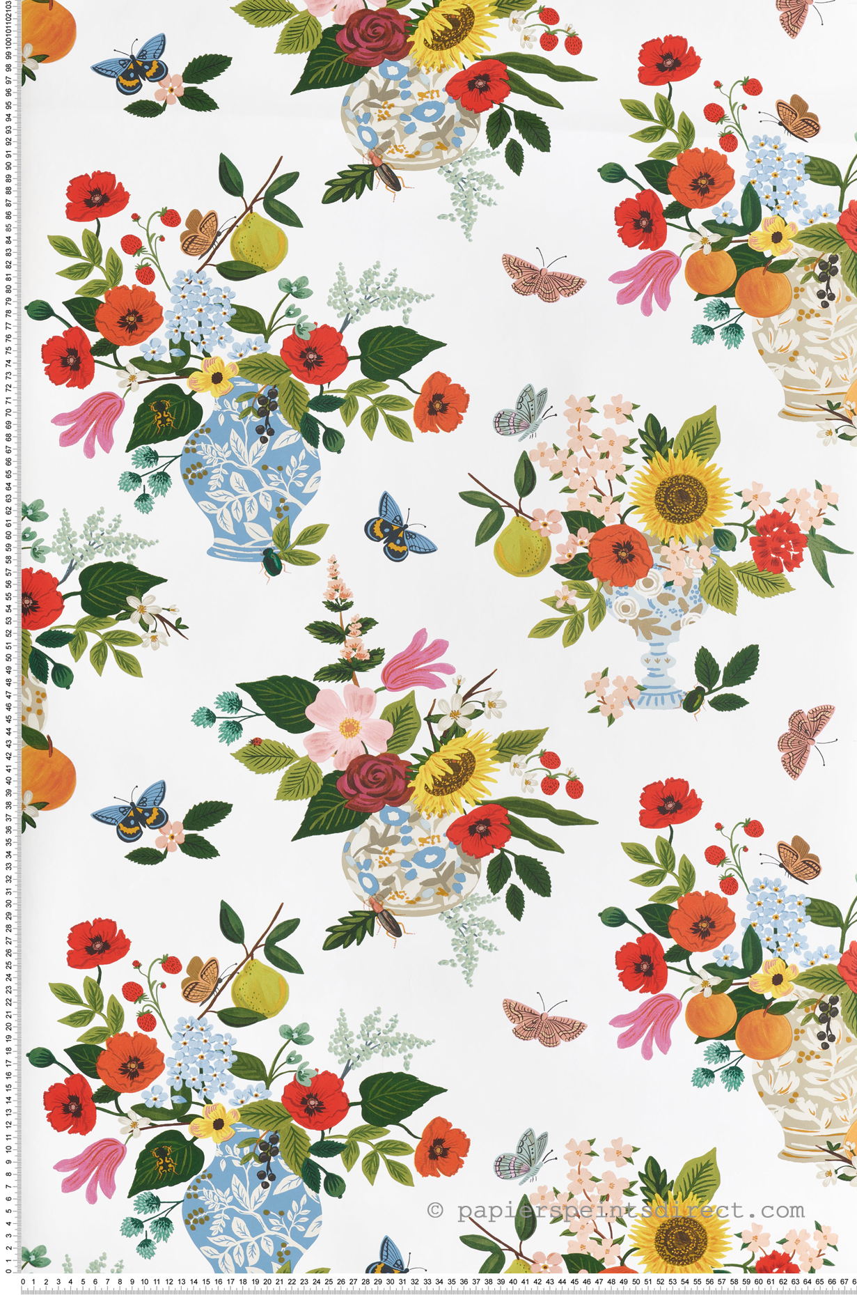 Papier peint Bouquets Fleuris Studies multicouleurs - Rifle Paper Co. 3 de York (Initiales) | Réf. INI-RF7402