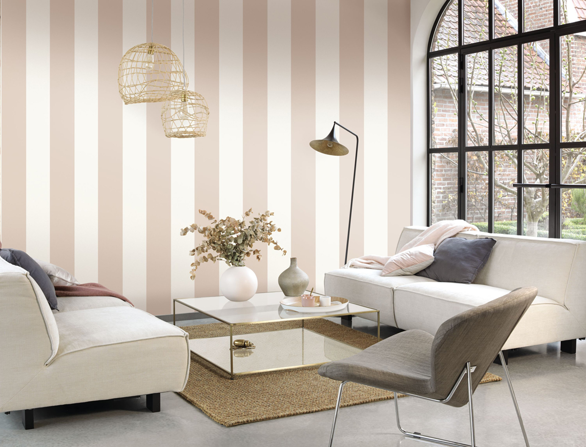 Papier peint Grande Rayure Bruges taupe - Les Rayures de Casadéco | Réf. RAYS88011643