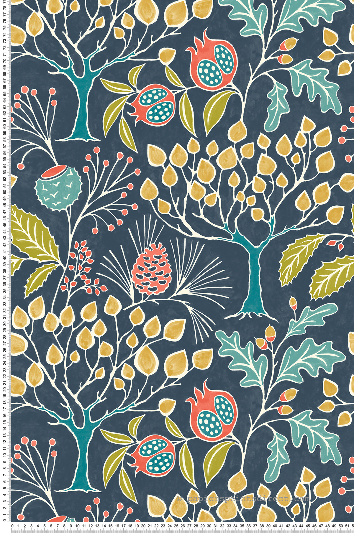 Papier peint adhésif Grenade Fruit Folklore bleu marine - Les Adhésifs de Lutèce | Réf. LTC-NU3038