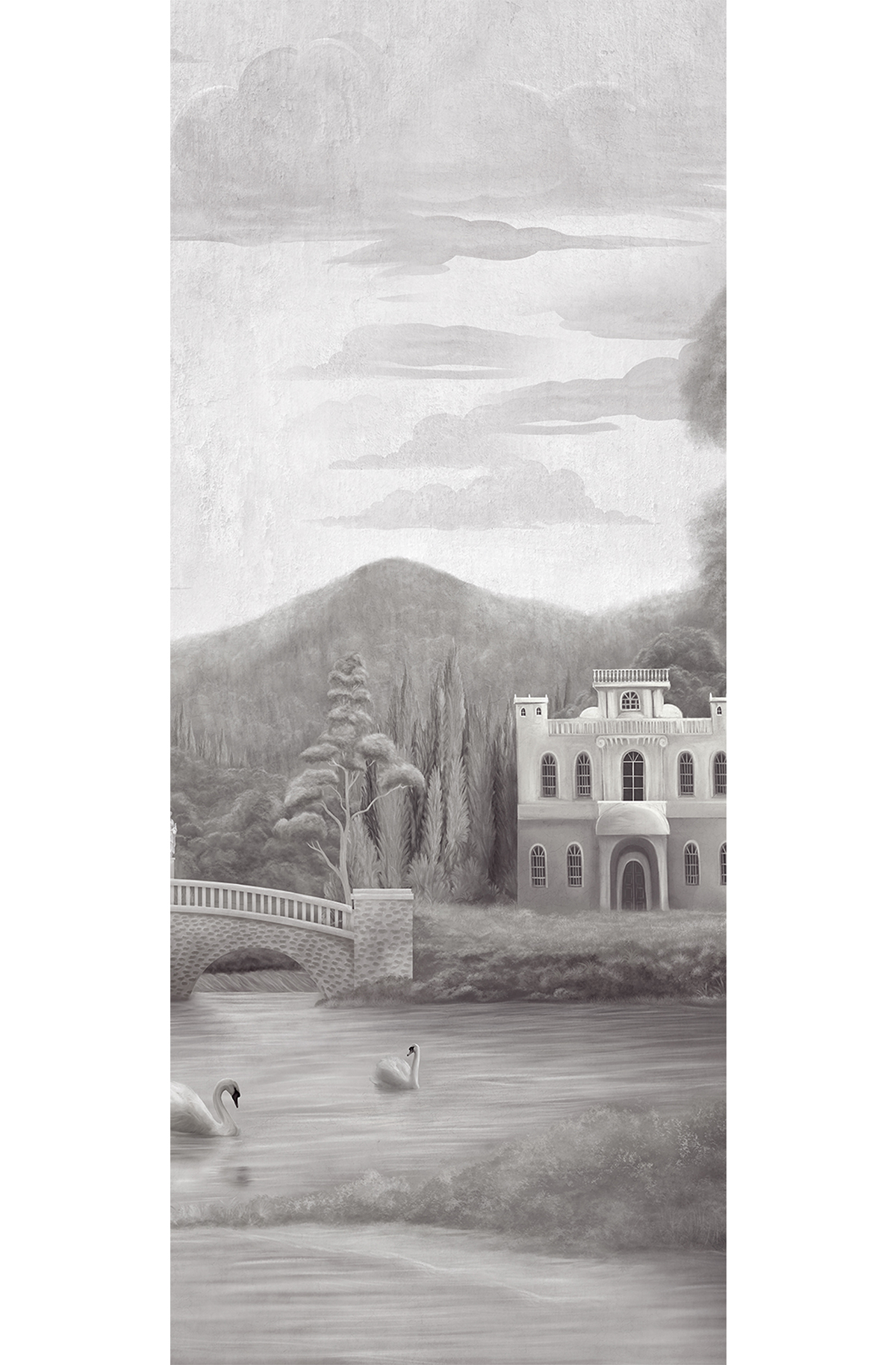 Papier peint panoramique Paysage Classique Park gris graphite - D H260 - Wall Designs IV de Masureel | Réf. MAS-DG4PAR1014-260